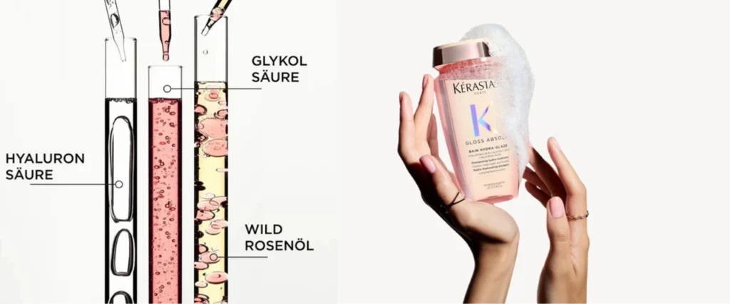 Kérastase GLOSS ABSOLU Shampoo mit Hyaluronsäure, Glykolsäure und Wildrosenöl – intensive Pflege für glänzendes Haar